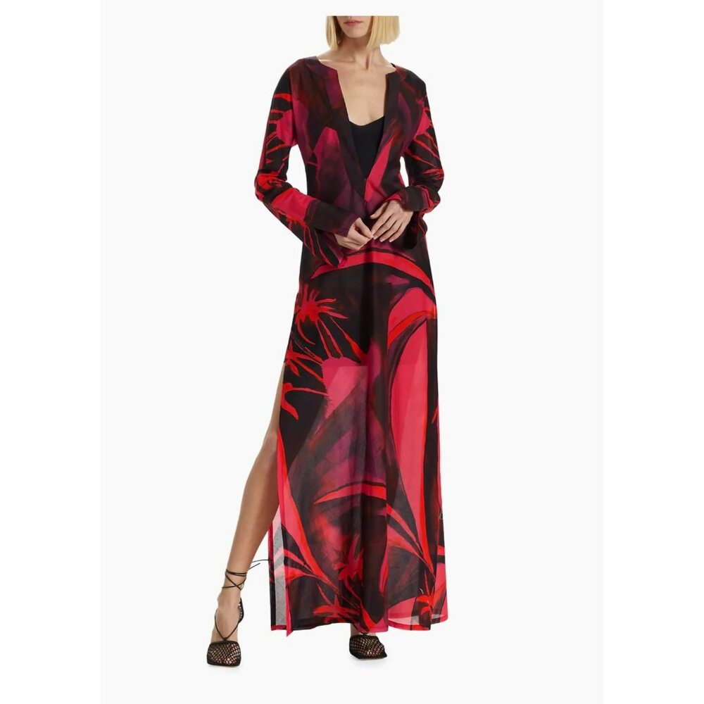 Louisa Ballou Tropical Print Maxi Dress 100% Cotton Size Medium Retail $1215
